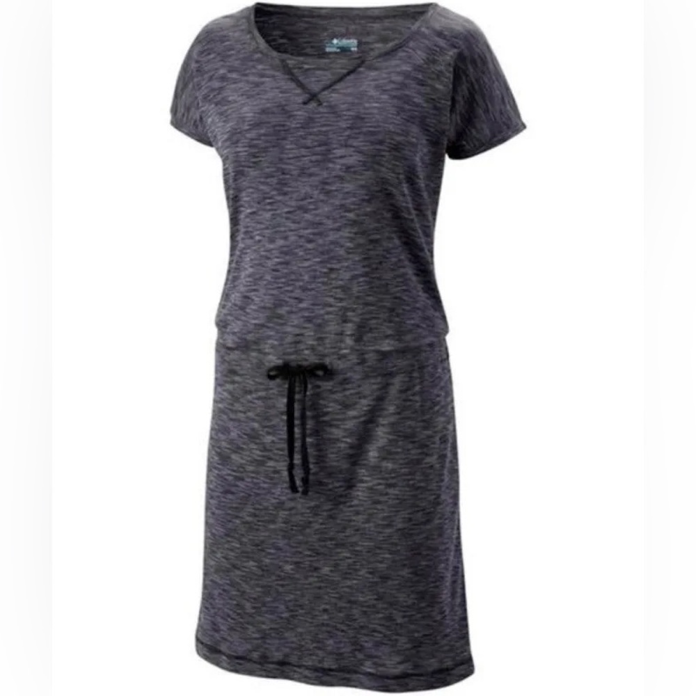 COLUMBIA Outerspaced Size Medium Tshirt Dress Drawstring Waist Gray*
